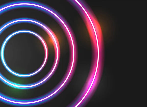 Düz Vektör Neon Parıltısı Siber Punk Arka Planı Dinamik Şekiller Stok Vektör