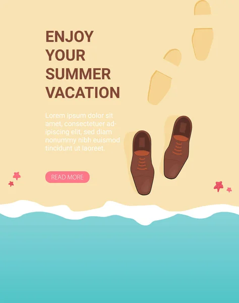 Vacaciones Verano Vector Ilustración Diseño Plano Playa Negocio Objeto Concepto — Vector de stock