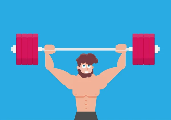 Funny Cartoon Bodybuilder Flat Vector — Stock Vector