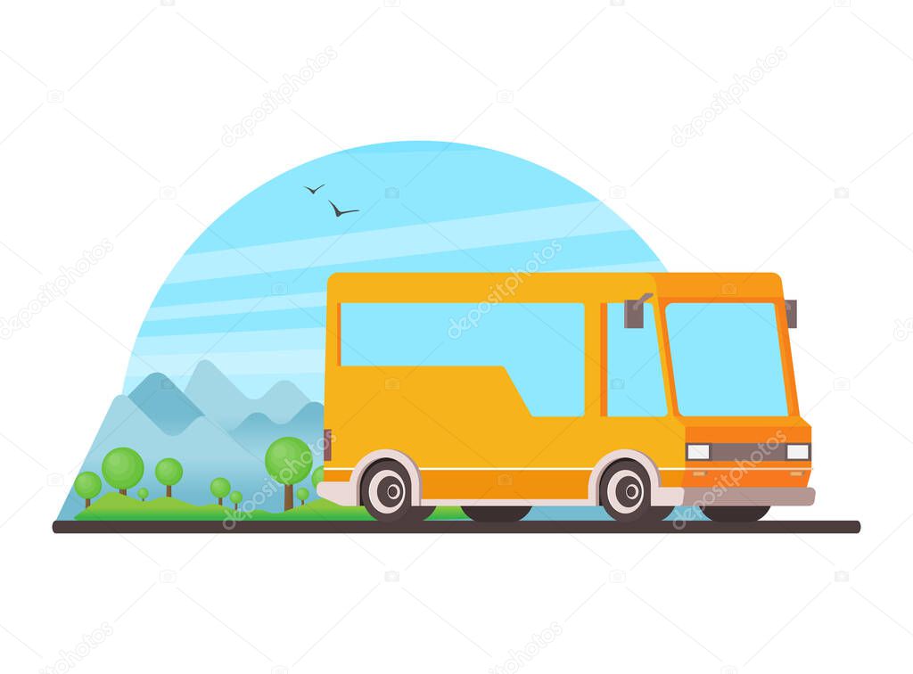 Vector travel bus in flat style.
