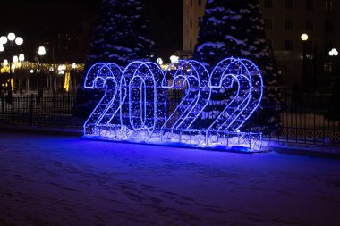 large led numbers 2022.christmas garland decoration for the city.
