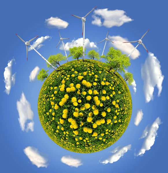 Planet with wind turbines — Stock Photo, Image
