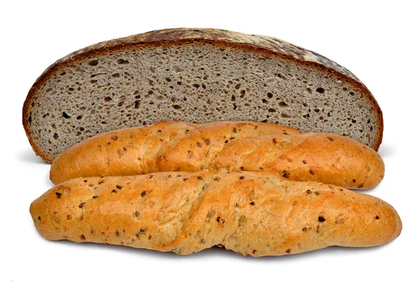 Wheat bread with whole-grain bread roll — Stock Photo, Image