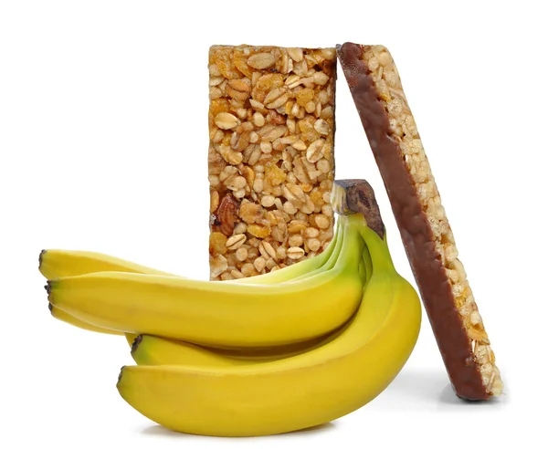 Chocolate Muesli Bars with bananas — Stock Photo, Image