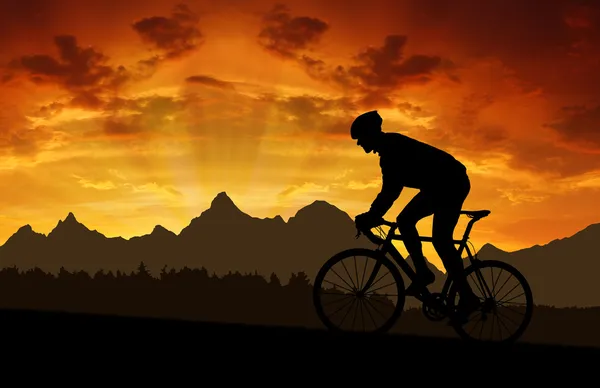 Silhouette des Radfahrers — Stockfoto