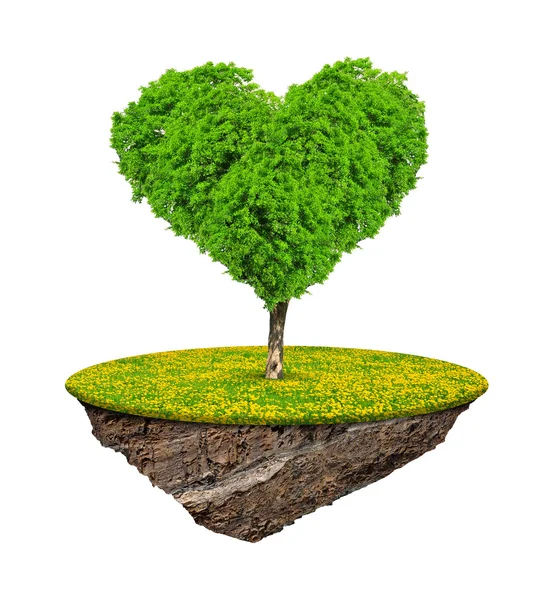 Little island and tree in the shape heart — Stock Photo, Image