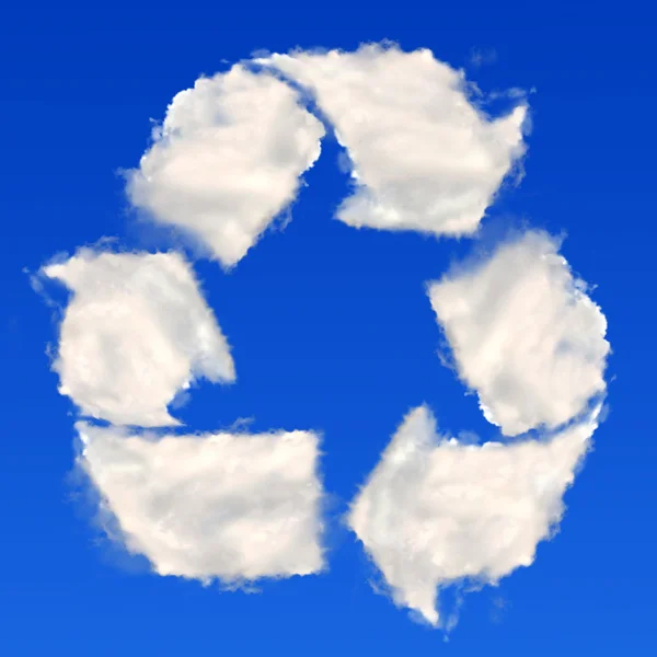 Recycle sign from clouds — Stock Photo, Image