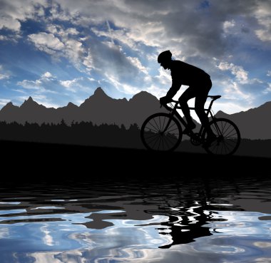 silhouette of the cyclist