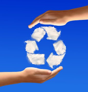 Recycle sign from clouds clipart