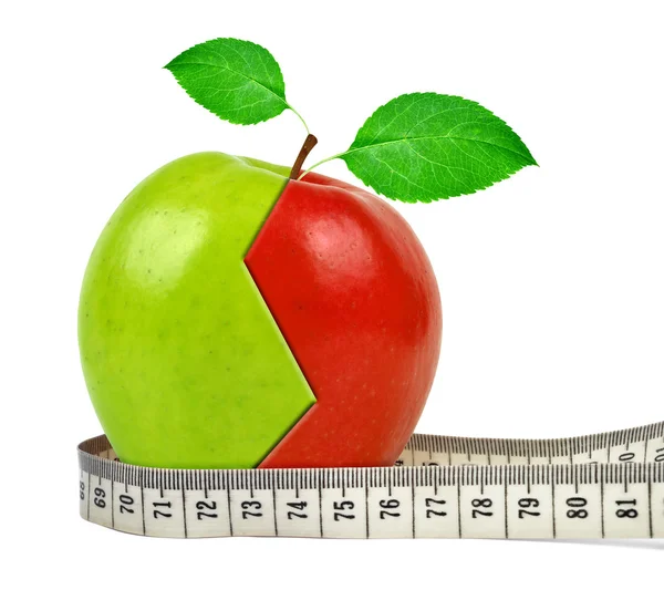 Apple collage with measuring tape — Stock Photo, Image