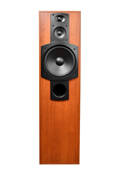 Wood speaker on the white