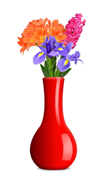 Fiori in vaso rosso — Foto Stock