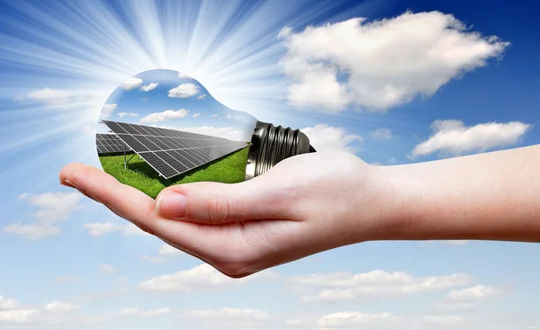 Bulb with of solar panel — Stock Photo, Image