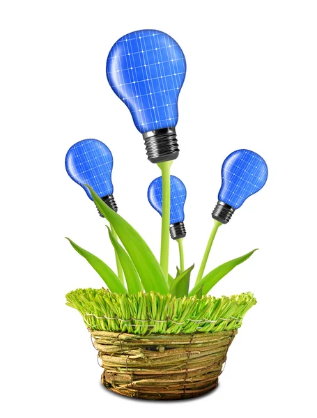 Eco energi lampor från solpaneler — Stockfoto