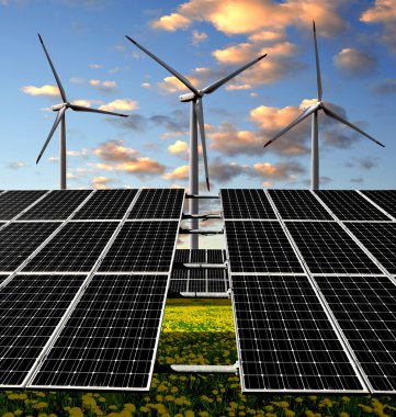 Güneş enerjisi panelleri ve rüzgar türbinleri