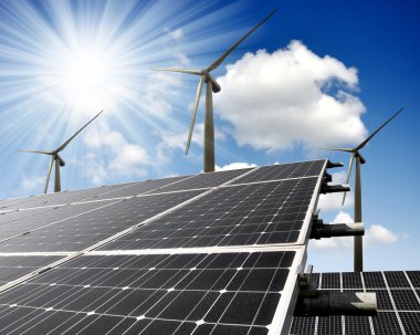 Güneş enerjisi panelleri ve rüzgar türbinleri