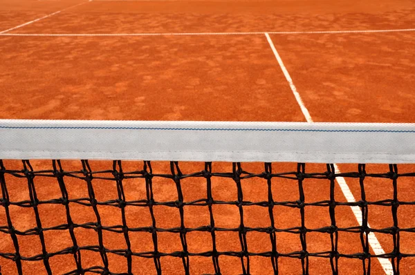 Detalhe fechado de uma rede de tênis — Fotografia de Stock