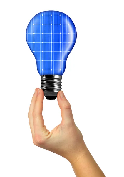 Eco energi lampa i handen — Stockfoto