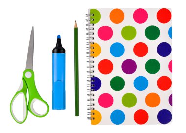 Not defteri ve makas keçeli kalem