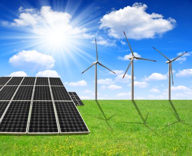 Güneş enerjisi panelleri ve rüzgar türbinleri