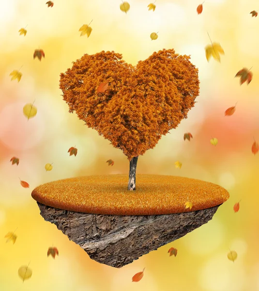 Autumnal tree in the shape heart — Stock Photo, Image