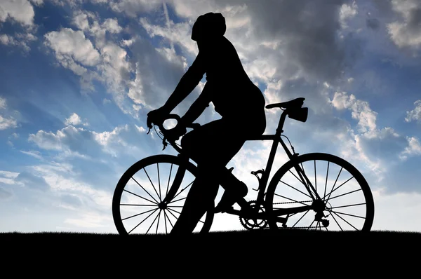 Silhouette del ciclista — Foto Stock