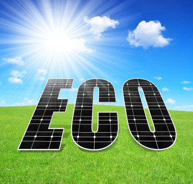 Güneş enerjisi panelleri üzerinde çayır