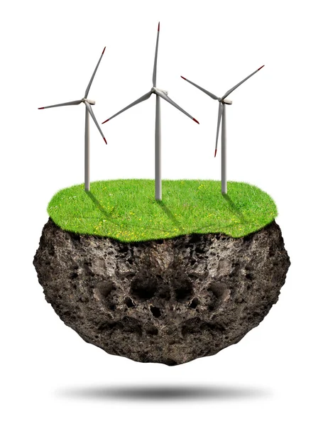 Small island with wind turbines — Stock Photo, Image