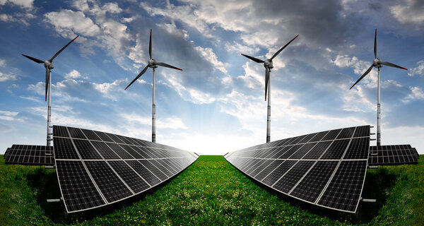 Солнечные батареи и ветряные турбины
