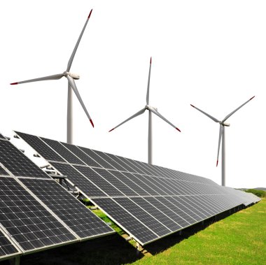 Güneş enerjisi panelleri ile rüzgar türbinleri