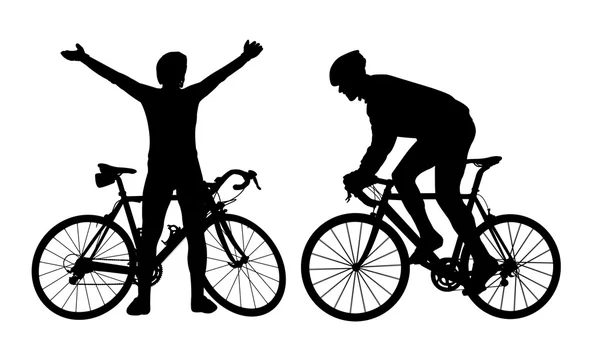 Silhouetten von Radfahrern — Stockfoto