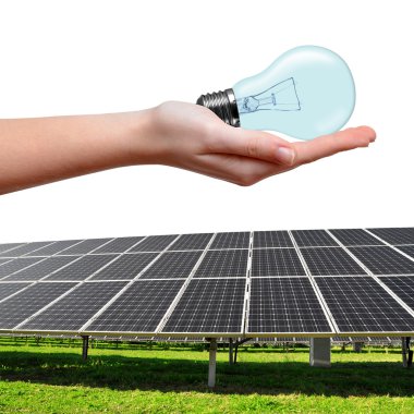 Güneş enerjisi panelleri ve el ampul