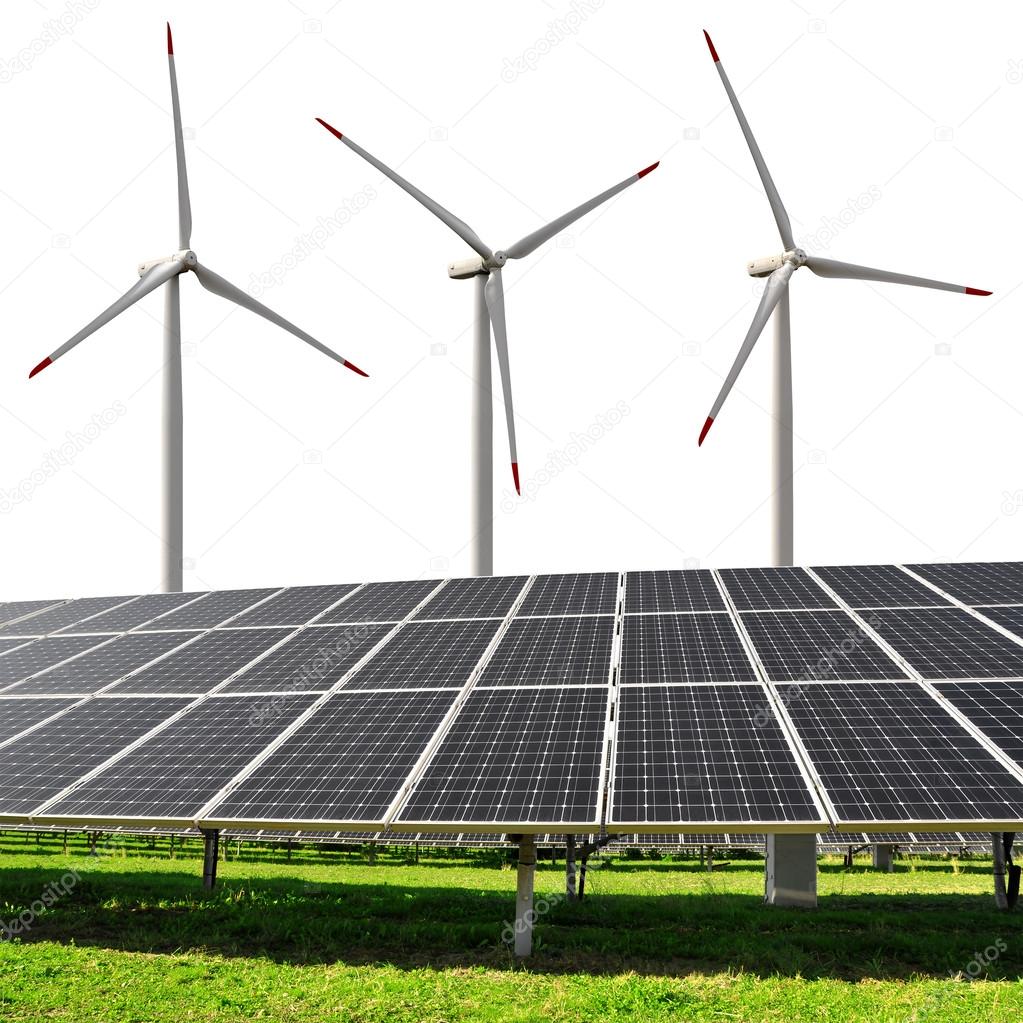 Solar energy panels with wind turbines