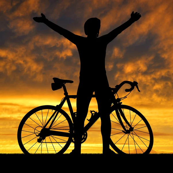 Silhouette del ciclista — Foto Stock
