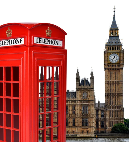 Телефонная будка и Биг Бен в Лондоне — стоковое фото