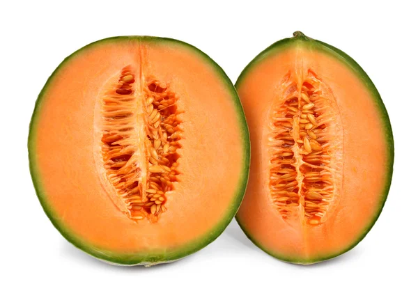 Melon kantalupa pomarańczowy na białym tle — Zdjęcie stockowe