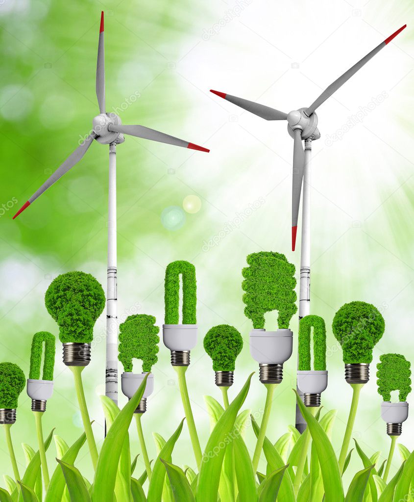 Eco energy bulbs with wind turbines