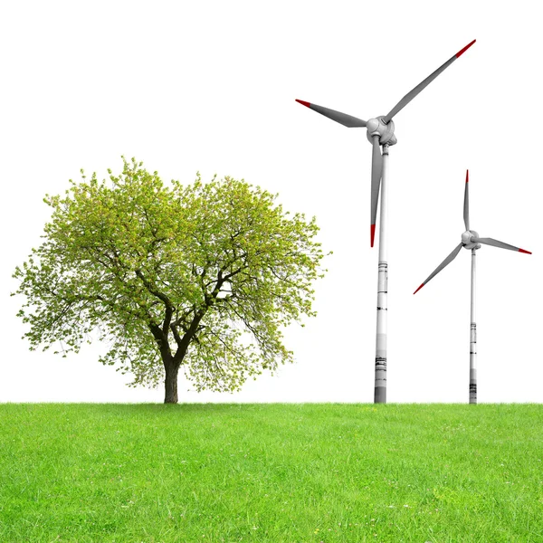 Tree with wind turbines — Stock Photo, Image