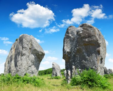 Megalithic monuments menhirs in Carnac clipart