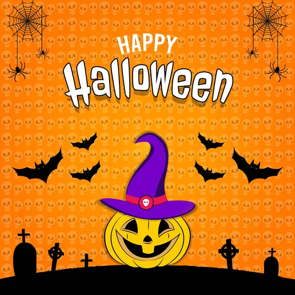 Felice Biglietto Invito Halloween Banner Illustrazione Vettoriale — Vettoriale Stock