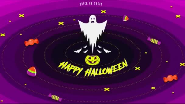 Gelukkig Halloween Gloeiende Achtergrond Met Geest — Stockvideo