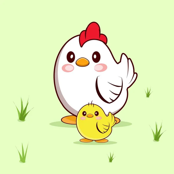 Cute Chicken Baby Chick Cartoon Vector Illustration Design — Stock Vector