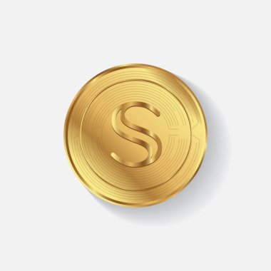 Beyaz arka planda altın sikke simgesi. vektör illüstrasyonu