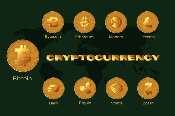 Криптовалюта Bitcoin Концепция Криптовалюты — стоковый вектор
