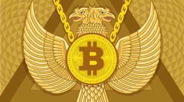 Çift başlı kartallı Bitcoin altın sikke