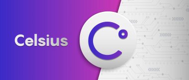 Celsius (CEL) crypto coin symbol and logo vector. Block chain based virtual currency technology banner.