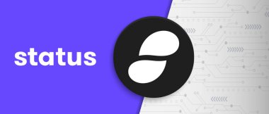 Status (SNT) crypto currency coin symbol and logo on futuristic technology background. Virtual cash based on block chain concept vector illustration