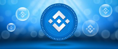 Binance (BNB) crypto currency futuristic tech vector background. Can be used as wallpaper, website banner, poster and technology backdrop.