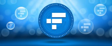 FTX Token (FTT) crypto currency futuristic tech vector background. Can be used as wallpaper, website banner, poster and technology backdrop.