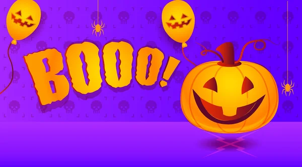 Fondo Halloween Con Calabaza Globos Ilustración Web — Vector de stock